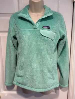 Patagonia Womens‎ Aqua Turquoise Snap T Synchilla Fleece Pullover Jacket 25443 S thumbnail 1