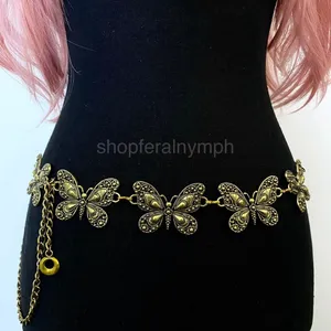 Antique Gold Y2K Butterfly Fairycore Chain Belt, Fits 16-45 Inches, X7GA1378 thumbnail 4