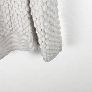 FRENCH CONNECTION Off White Wool Blend Mesh Sleeves Textured Sweater Small thumbnail 9