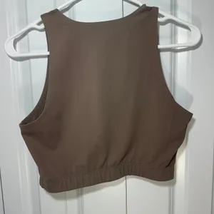 REI Co-op Tank Top Womens Medium Brown High Neck Crop Activewear Smoothing Yoga thumbnail 4
