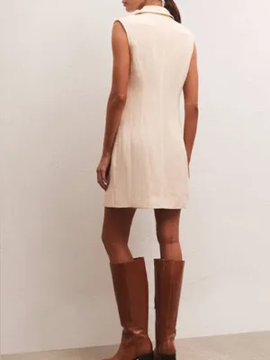Z Supply Sleeveless Double-Breasted Cream Mini Dress thumbnail 6