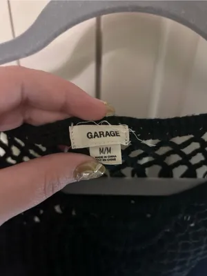 Garage Black Crochet Velvet Tank Top thumbnail 3