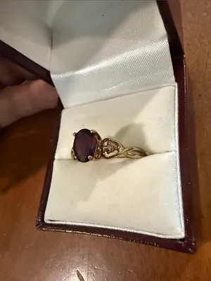 Vintage Victorian-Inspired 14K HGE Ring with Deep Garnet Oval Stone 8 3/4 thumbnail 3