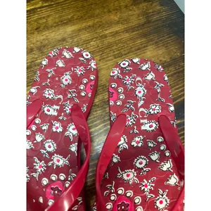 Coach Red Floral Flip Flops Size‎ 6 thumbnail 5
