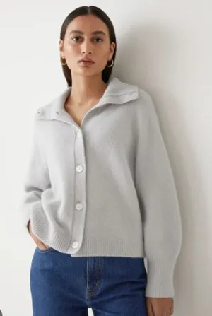 & Other Stories Light Gray Wool Blend Collared Cardigan Sweater Medium thumbnail 1