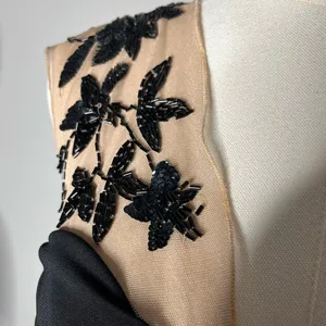 Vintage Cache Illusion Neckline Floral Beaded Mesh Waist Full Length Gown thumbnail 9