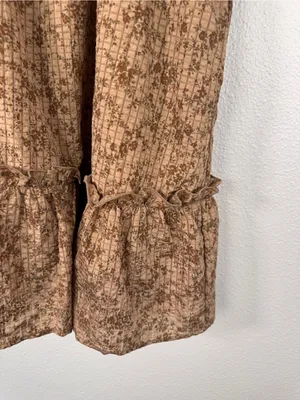 Disturbia Brown Floral Ruffled Mini Dress Womens 6 Fall Casual Boho Peasant thumbnail 10