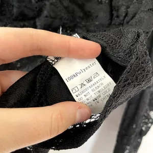 Vintage goth black lace v-neck sheer women's S blouse puffed sleeves victorian thumbnail 3