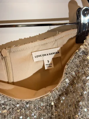 Love on a Hanger NWOT Silver Champagne Sequin Fringe Mini Skirt Sparkly Party Cocktail Size Small thumbnail 5