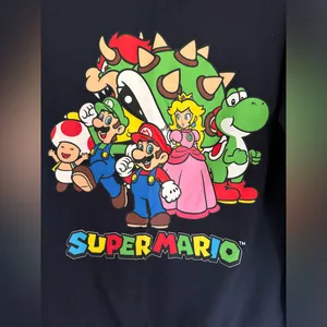 Super Mario Graphic Sweatshirt Women's XS Nintendo Long Sleeve Navy thumbnail 3