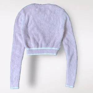 Aritzia Sunday Best Taro Sweater in Pink Cropped Fuzzy‎ Size XXS thumbnail 3