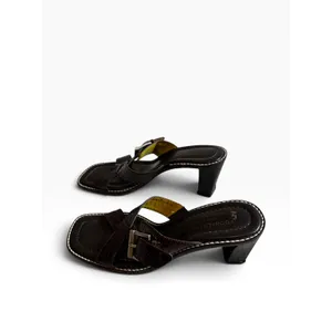 Donald J Pliner Vic Sandals 8M Brown Croc Embossed Leather Block Heel Italy thumbnail 2