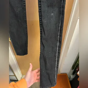 Y2K True Religion Disco Julie Black Crystal Skinny Low Rise Jeans - size 27 thumbnail 3