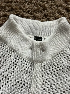 SHEIN White Crochet Knit Wide-Leg Pants thumbnail 3