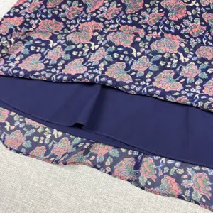 Madewell Dress Womens 6 Blue Floral V-Neck Short Sleeve Fit Flare Lined Chiffon thumbnail 4