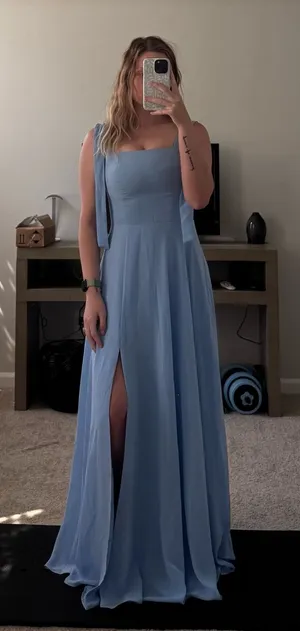 JJ's House Yaxeni Light Blue A-Line Square Chiffon Dress #302682 thumbnail 2