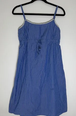 C&Company Blue White Striped Egyptian Cotton Empire Waist Sundress Large Comfort thumbnail 1