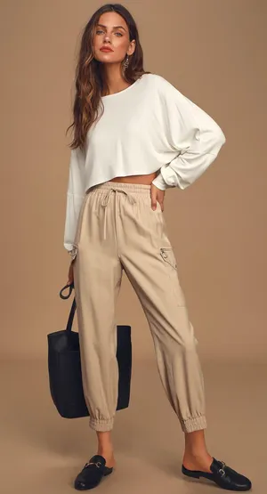 Lulus Beige Cargo Joggers thumbnail 1