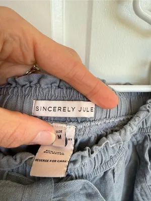 Sincerely Jules Linen Blend‎ Pants Gray Roll Tab Ankle Size M Size M thumbnail 3