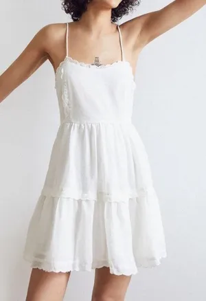 Kendall & Kylie White Scallop Babydoll Mini Dress thumbnail 7