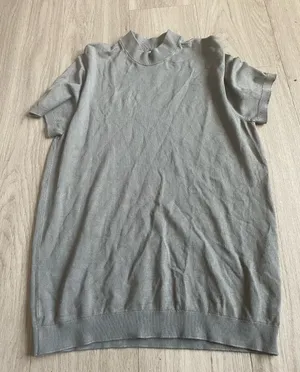 Zara Short Sleeve Knit Top in Light Gray thumbnail 1
