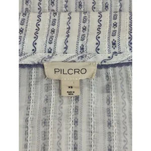 Anthropologie Pilcro Womens Top Blue The Keira Waisted Tuxedo Front Blouse XS thumbnail 4