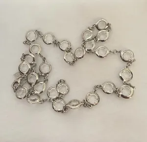 Banana Republic Silver Tone Clear Rivoli Station Necklace 28”-30” Adjustable thumbnail 6