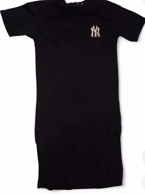 MLB Black Casual T-Shirt Dress with Chest Logo thumbnail 1