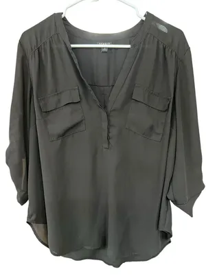 Torrid Charcoal Blouse with Pockets thumbnail 1