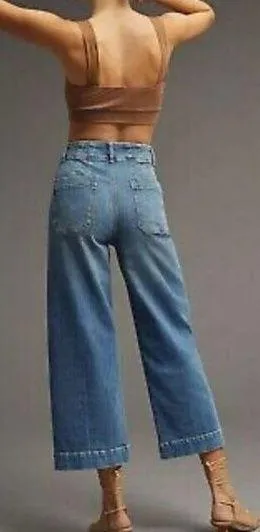 Pilcro Blue Denim The Skipper Straight Cropped Jeans Size 26 thumbnail 2