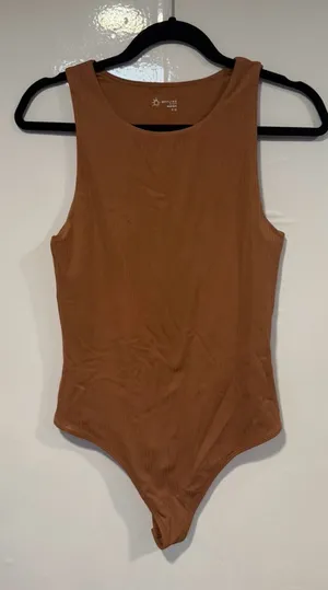 Aerie Sleeveless Ribbed Bodysuit‎ in Warm Brown thumbnail 1
