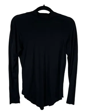 Lululemon Black Mock Neck Long Sleeve Raglan Top Curved Hem‎ Activewear Womens S thumbnail 1