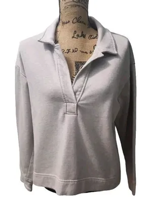 Banana Republic Women's Size S OLX LS Fleece Casual Shirt‎ Oatmeal Heather thumbnail 1