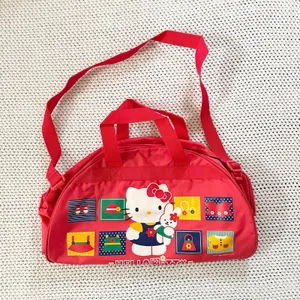 Hello Kitty Sanrio Red 1996 Nylon Vintage Square Tile Dome Weekender Duffel Bag thumbnail 2