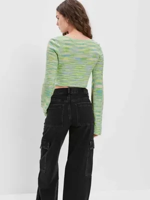 AMERICAN EAGLE green knit boho sweater size small thumbnail 3