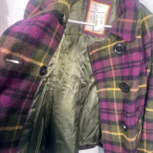 Aeropostale Y2K Plaid Wool Pea Coat Size Small EUC thumbnail 5