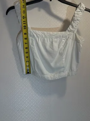 NWOT Free People Cream Elastic-Waist Cotton Ruffle Top thumbnail 8