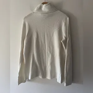 J. Crew White Wool Blend Turtleneck‎ Sweater Button Detail thumbnail 4