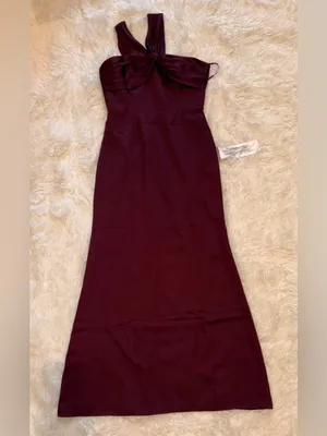 NEW Dress The Population Rosalia Sleeveless Dark Cherry burgundy Satin Gown Sz L thumbnail 5
