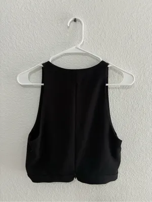 ZARA Black Draped Cowl Crop Camisole thumbnail 4