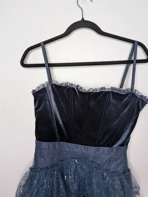 Betsy and Adam Navy Blue Glitter Tulle Fit and Flare Dress Size 8 thumbnail 2