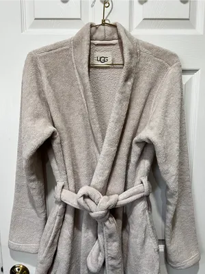 UGG Marlow Robe Moonbeam Oatmeal Size Large Long Length Plush Fleece Comfy thumbnail 7