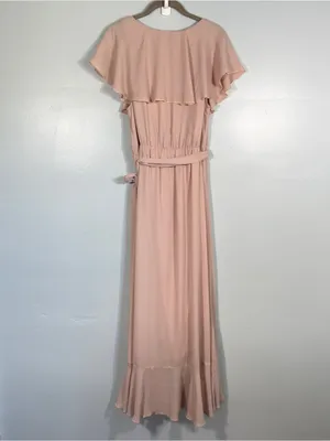 Show Me Your MuMu Jess Chiffon Midi Dress L Dusty Pink Wedding Guest Bridesmaid thumbnail 3