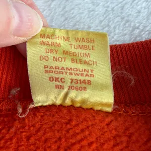 Vintage MCM M Medium Sweatshirt Owl Applique Raglan Pullover Orange Boho Kitschy thumbnail 9