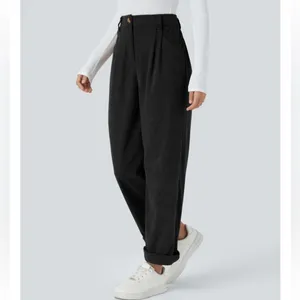 Halara High Waisted Zipper Pocket Classic Corduroy Casual Black Pants Size L‎ thumbnail 2