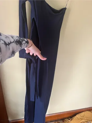 NWOT naked wardrobe One-Shoulder Navy Maxi Dress with Cutout thumbnail 8