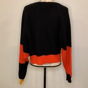 Moon & Madison cropped color block cable sweater L thumbnail 5