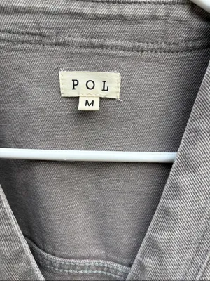 EUC POL Mixed Media Sweater Jacket Zipper Detail Button Front Medium thumbnail 2