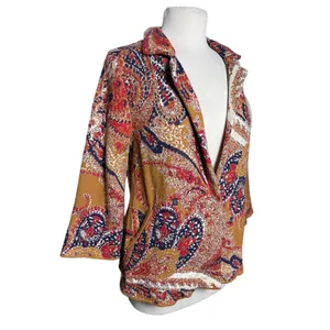 ANTHROPOLOGIE MOTH Women’s Golden Paisley Snap Front Sweater Blazer thumbnail 5