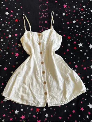 Urban outfitters White Button-Front Linen Mini Sundress thumbnail 1
